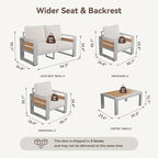 Aoxun Aluminum Patio Furniture Set, 4 Seats Luxury Metal Patio Conversation Sets - Image 2