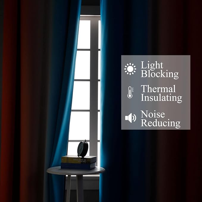 Ombre Orange and Blue Blackout Curtains 52Wx96L Inch Long | Gradient Curtains - Image 3