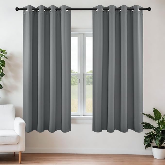 Joydeco Grey Blackout Curtains for Bedroom 45 Inch 2 Panels by JOYDECO