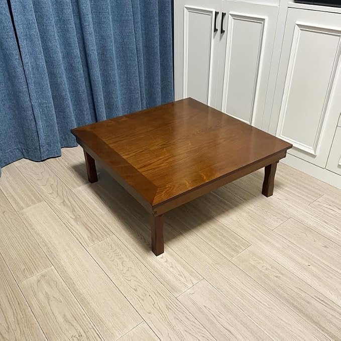 Rustic Wooden Korean Coffee Table Folding Legs, 24 x 24 inches - Image 2