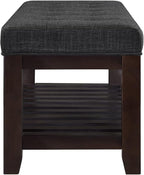 24KF Large Rectangular Upholstered Tufted Linen Ottoman Bench, Padded Bench - Image 5