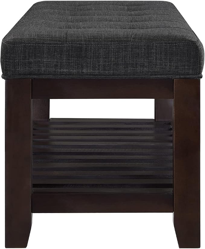 24KF Large Rectangular Upholstered Tufted Linen Ottoman Bench, Padded Bench - Image 5