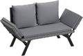 Flamaker Outdoor Convertible Sofa, Woven Rattan Patio Furniture Sunbed by Flamaker