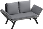 Flamaker Outdoor Convertible Sofa, Woven Rattan Patio Furniture Sunbed by Flamaker