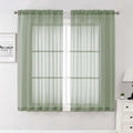 Sage Green Sheer Curtains 63 Inch Length 2 Pcs, Dual Rod Pockets Light by Lecloud