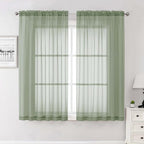 Sage Green Sheer Curtains 63 Inch Length 2 Pcs, Dual Rod Pockets Light by Lecloud