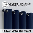 SimpleHome Navy Blue 100% Blackout Curtains Room Darkening Living Room 63 | - Image 6