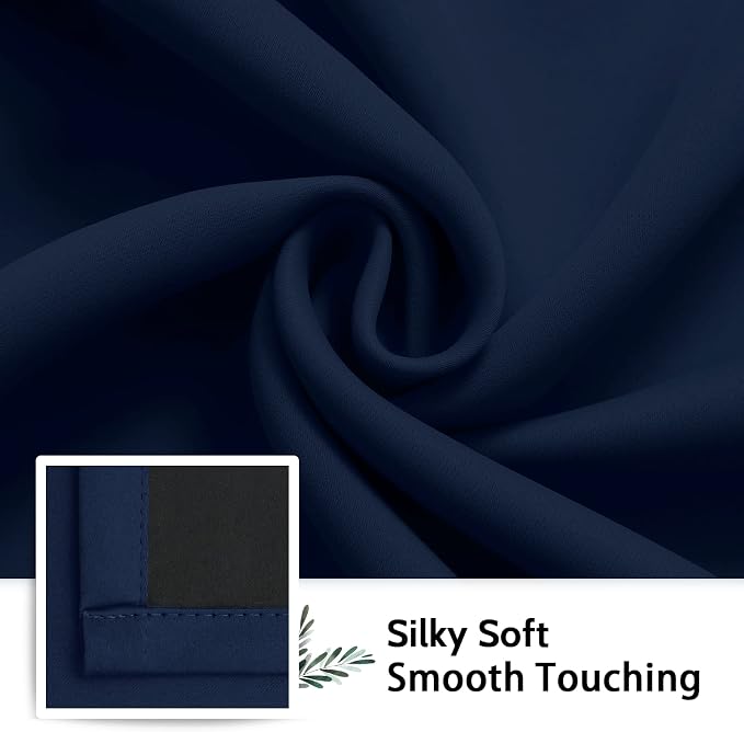 SimpleHome Navy Blue 100% Blackout Curtains Room Darkening Living Room 96 | - Image 7