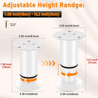 4 Pcs Adjustable Height Furniture Support Legs 7.08-12.2 inch, Metal Adjustable - Image 2