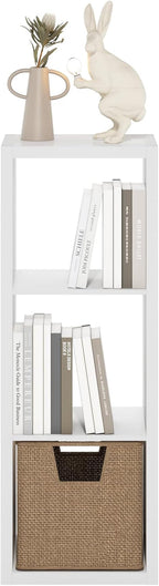 Furinno Cubicle Book Shelf, 3-Cube Bookshelf, Extra Thick Frame Horizontally & - Image 9