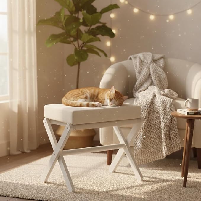 BAMBOOHOMIE Foldable Foot Stool Ottoman, Modern Foot Rest - Image 8