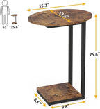 Hosfais Small Side Table Set of 2, C-Shaped Wood Sofa End Table - Image 3