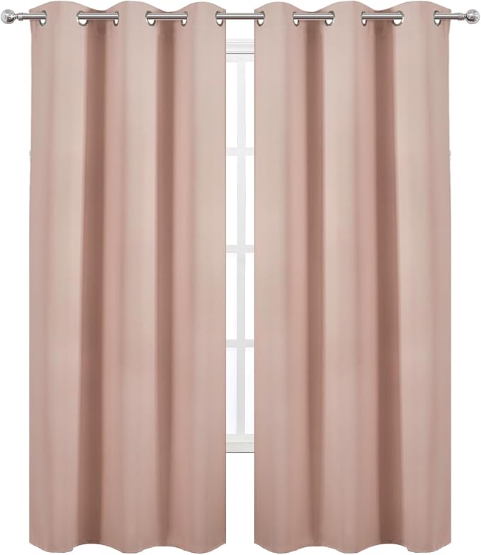 Blush Thermal Blackout Curtains/42 x 95 Inch/Set of 2 Panels Room Darkening - Image 2