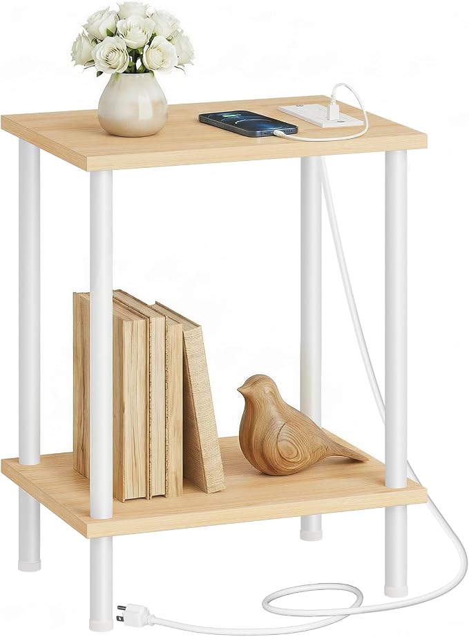 HOOBRO Side Table with Charging Station, End Table with USB Port and Outlet - Image 8