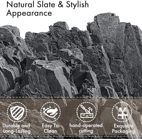 Slate Coasters Set of 8 with Metal Holder, Modern Stone Coasters for Drinks - Image 2