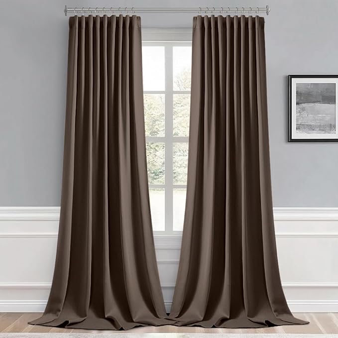 MIULEE Chocolate Brown Back Tab Blackout Curtains 52x108 Inch 2 Panels Set | - Image 9