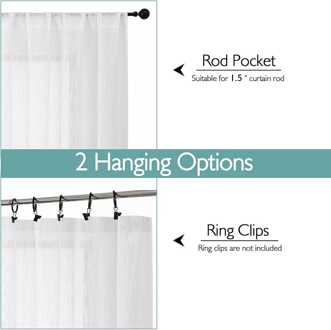 Chyhomenyc Semi Sheer Curtains 84 Inches Long 2 Panels Set, Light Filtering - Image 4