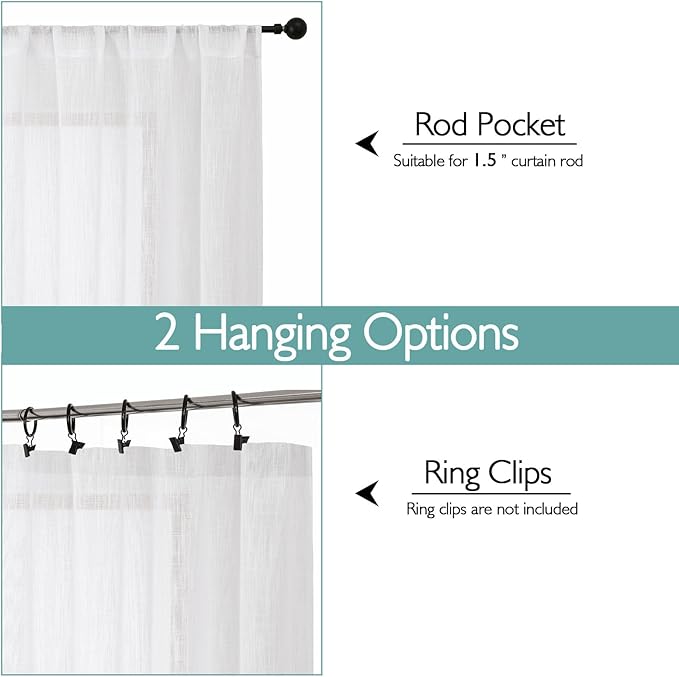 Chyhomenyc White Semi Sheer Curtains 96 Inches Long 2 Panels - Image 4