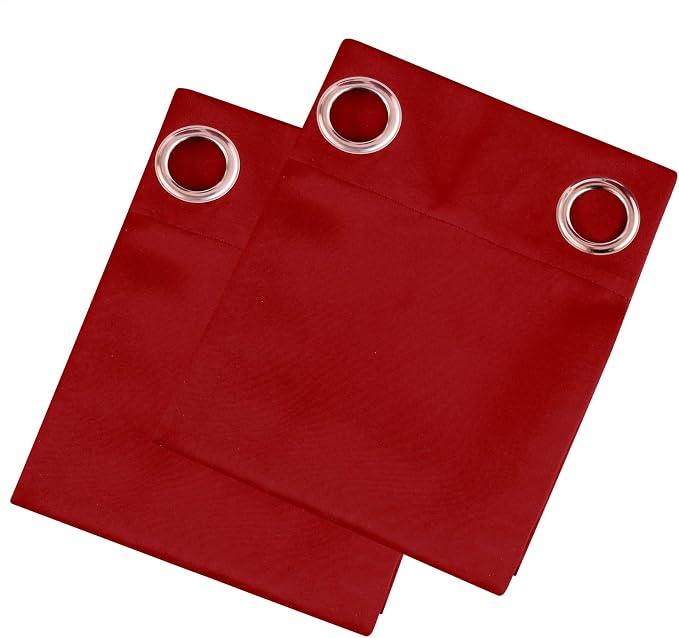Blackout Curtains 66 x 54 Inch Long Bright Red Curtains Set of 2 Panels Room - Image 9