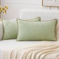 MIULEE Decorative Lumbar Throw Pillow Covers 12x20 Inch Light Green 2 Pack | by MIULEE