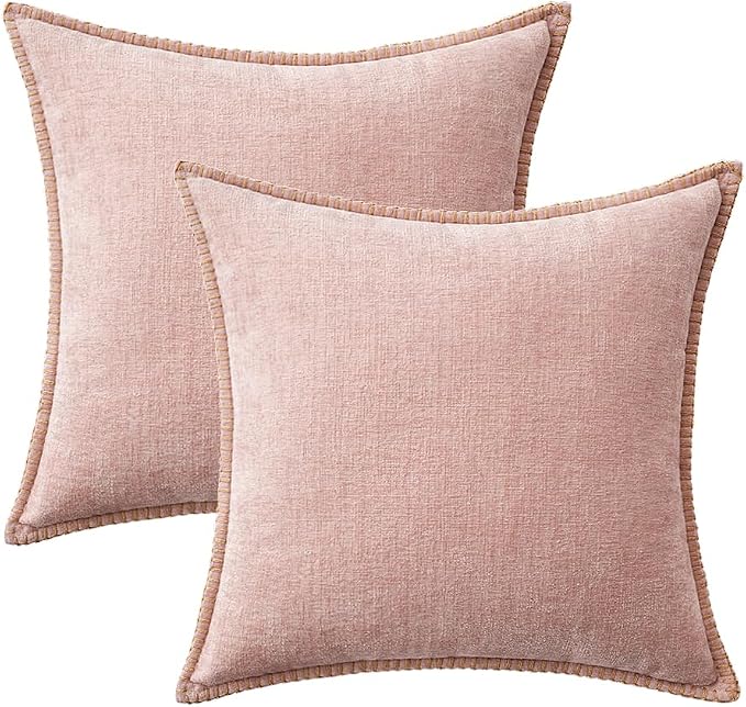 MIULEE Decorative Couch Throw Pillow Covers 16x16 Inch Pink 2 Pack | Farmhouse - Image 6