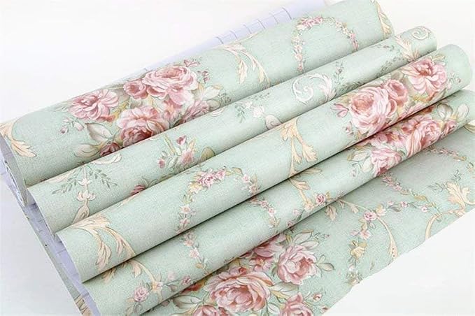 Vintage Floral Self Adhesive Wall Paper Shelf Liner Funitures Dresser Drawer - Image 3