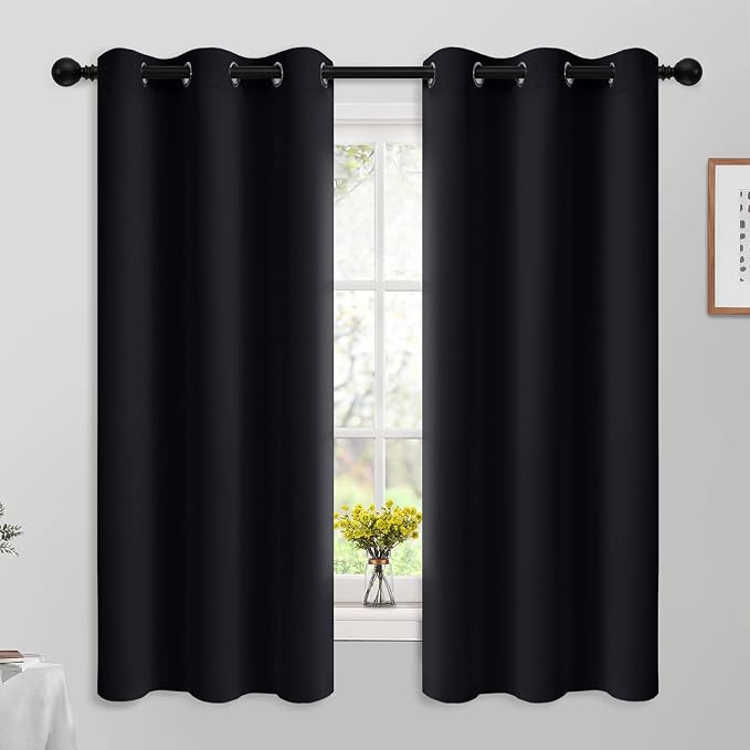 Yakamok Room Darkening Curtains 42x63 inch Length Black-Living Room | 2 panels by Yakamok