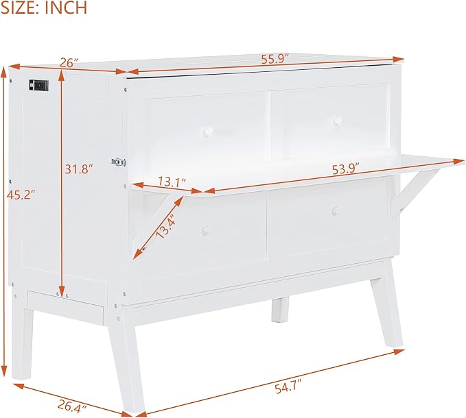 Harper & Bright Designs Full Size Murphy Bed, Full Murphy Cabinet Bed - Image 8
