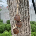2pc Rustic Charm Bell - Handmade Hemp Rope Wind Chimes Hanging Decoration, Distressed Finish Cow Bell with Jute Hanging Rope, Perfect for Front Door, Outdoor, Window, and Home Decor - Image 2