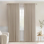 MIULEE Taupe Back Tab Blackout Curtains 52x72 Inches Long 2 Panels Set | Rod by MIULEE