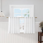 Kitchen Linen Curtains 30 Inch Length White Semi Sheer Light Filtering Curtains by Nanspring