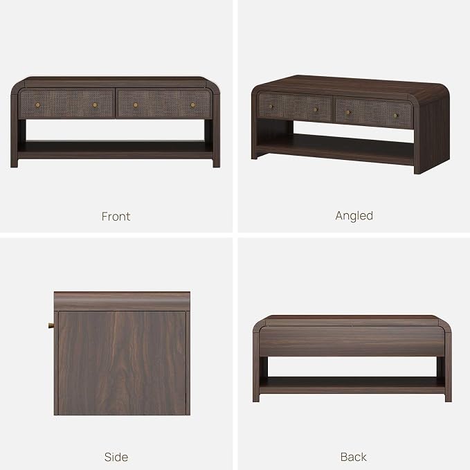 Oak&Sparrow 48'' Boho Coffee Table, Thickened Arc-Shaped Design - Image 9