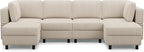 Belffin U Shaped Sectional Sofa Couch Convertible 6 Seater Corduroy Couch - Image 9