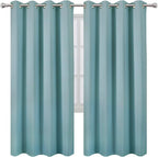 Blackout Curtains 66 x 72 Inch Long Stone Blue Curtains Set of 2 Panels Room - Image 2