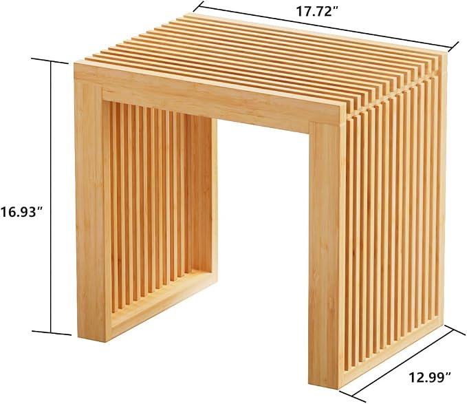 Small Bamboo Dining Bench, 17inch Farmhouse Decor Indoor Kitchen Table Bench - Image 3