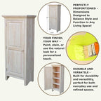 Single Jelly Cabinet, Solid Parawood Construction, 22.8"W x 12.5"D x 51"H - Image 4