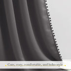 NICETOWN 2 Panels Blackout Curtains, Rod Pocket Pompoms Curtains 84 inches - Image 6