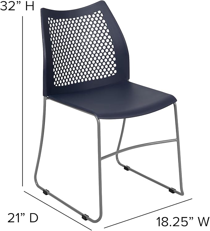 Flash Furniture HERCULES Series 661 lb. Capacity Navy Stack Chair - Image 3