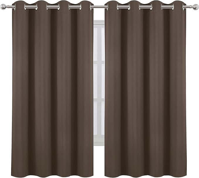 Chocolate Brown Blackout Curtains 66 x 63 Inch Length/Set of 2 Curtain by Lemomo