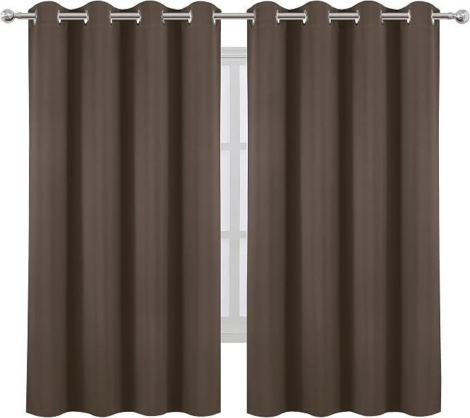 Chocolate Brown Blackout Curtains 52 x 63 Inch Length/Set of 2 Curtain - Image 2