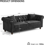 ONBRILL 82 Inch Chesterfield Sofa, 23 Inch Deep Seat Velvet Couch - Image 3