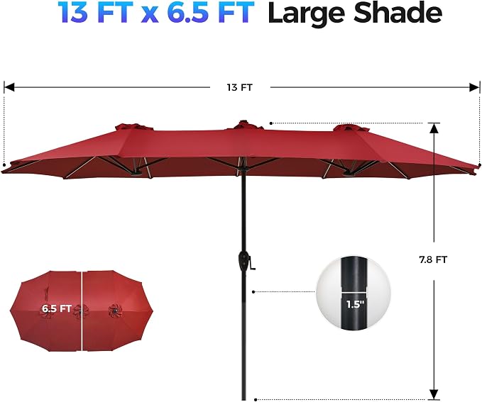 SUPERJARE 13ft Outdoor Patio Umbrella - Image 7