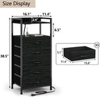 Furnulem Night Stand with Charging Station, Tall Black Dresser - Image 3