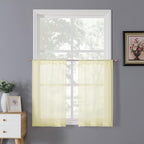 Tollpiz Sheer Tier Curtain Linen Textured Half Kitchen Curtains Sheer Light by Tollpiz