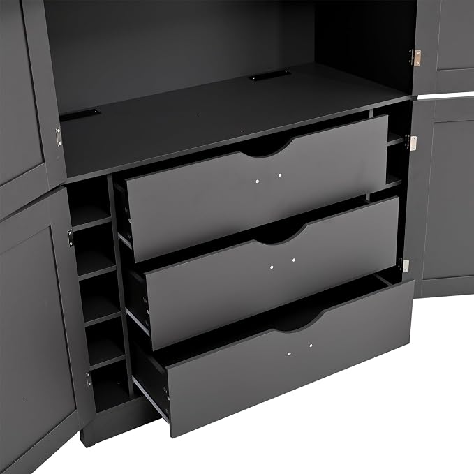 VilroCaz 80.1'' Tall Freestanding Kitchen Pantry Storage Cabinet Cupboard - Image 8