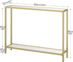 HOOBRO 39.4" Narrow Console Table, Tempered Glass Sofa Table, Behind Couch - Image 3