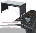 Tangkula Patio Wicker Conversation Furniture Set, Patiojoy Sofa & Table Set w/4 - Image 7