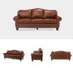 81" Genuine Leather Sofa, Classic 3-Seater Couchs - Image 7