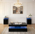 3-Piece Modern Living Room Table Set, Includes LED Coffee Table and End Tables by Nordivale