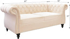 ORRD 2 Piece Living Room Set, Velvet Chesterfield Sofa Loveseat Couch - Image 2